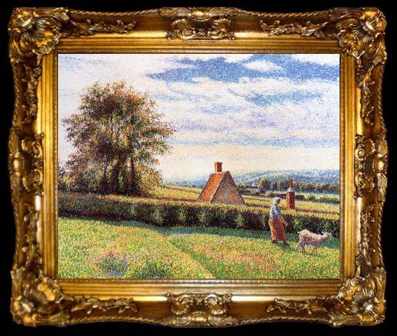 framed  Camille Pissarro Women and the sheep, ta009-2